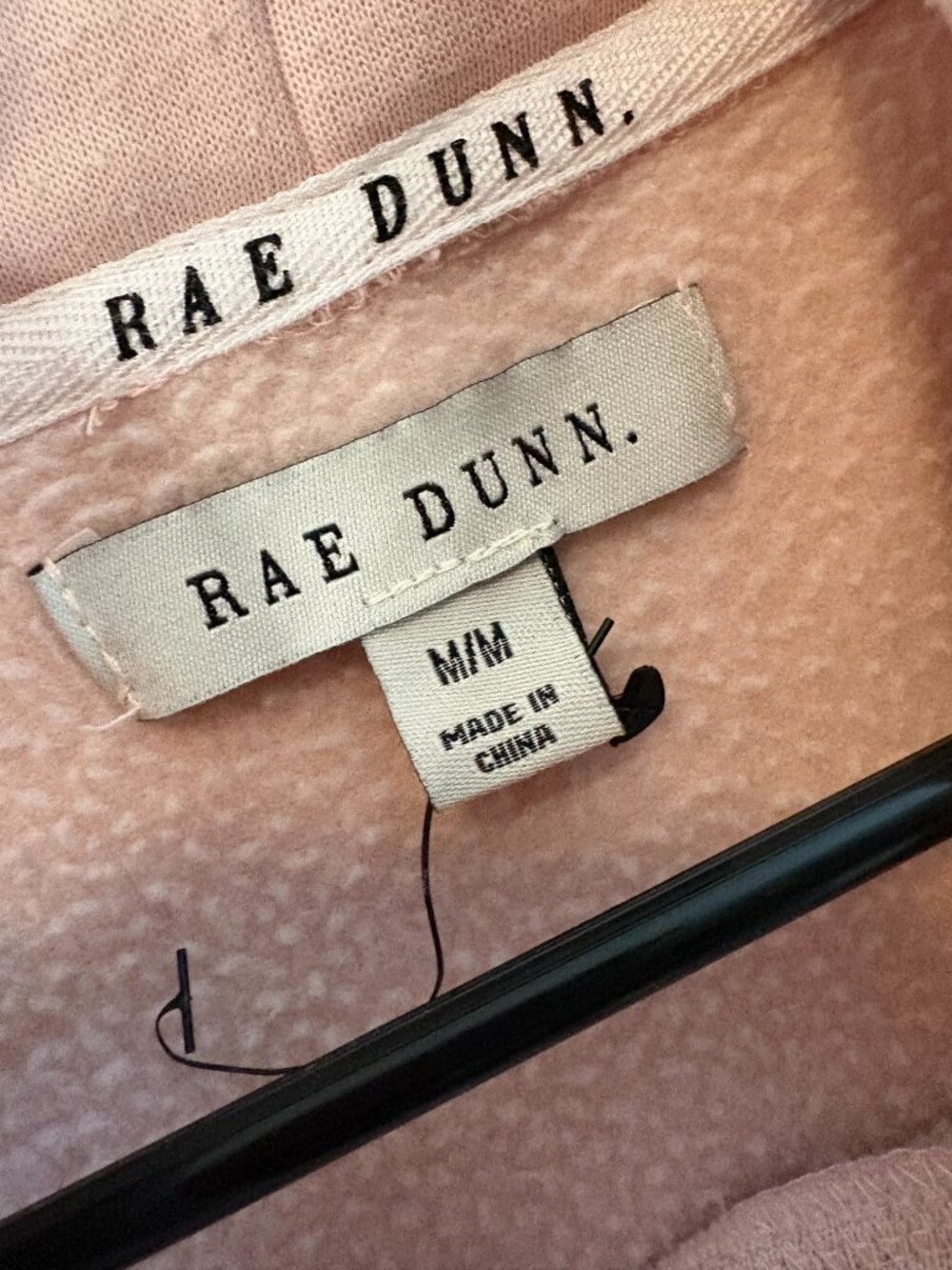 Rae Dunn | Be Happy Blush Pink Fleece Hoodie Sweatshirt - Size Medium - Picture 2 of 4